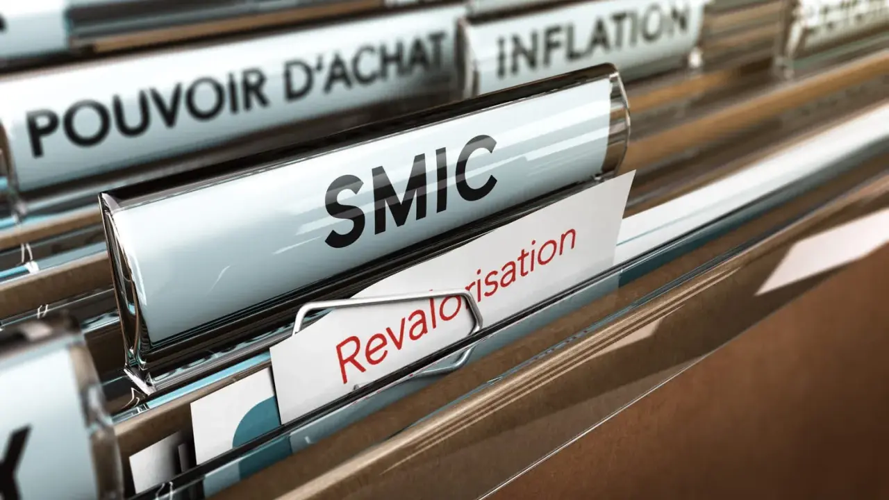 Dossiers de classement : SMIC, pouvoir d'achat, inflation. Un document "Revalorisation" est visible, évoquant une possible augmentation smic 2026.