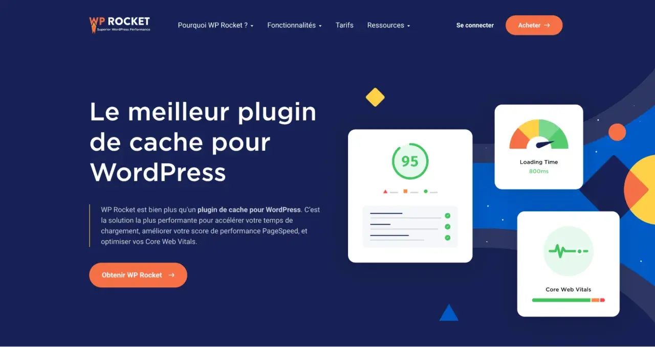 Le meilleur plugin de cache pour WordPress, WP Rocket, accélère votre site. Obtenez ce plugin WordPress gratuit pour des performances optimales.