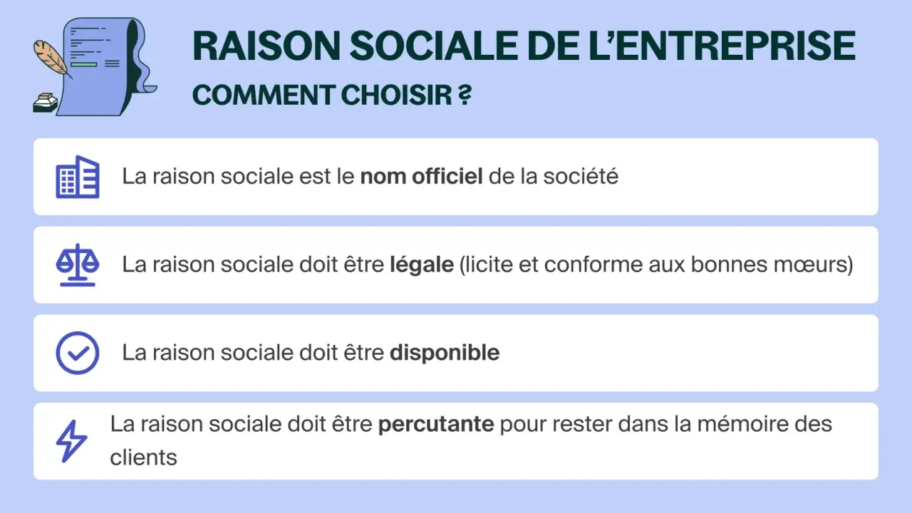 La raison sociale est le nom officiel, légal, disponible et percutant d'une entreprise.