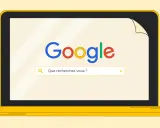 Une barre de recherche Google affiche "Que recherchez-vous ?", prête à exclure un mot d'une recherche.