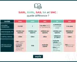 Tableau comparatif des statuts juridiques SARL, EURL, SAS, SA, SNC. Un exemple pour choisir sa structure.