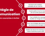 Stratégie de communication : 5 erreurs à éviter pour un conseil réussi. Ne pas analyser son marché, parler à tous, multiplier les messages, ignorer les budgets, et oublier les KPI.