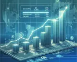 Graphique montrant une tendance à la hausse, avec des barres et une ligne de tendance. Il affiche des données sur le salaire des développeurs, suggérant une augmentation du salaire informaticien bac+5.