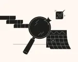 Loupe examinant un calendrier et des blocs, symbolisant la définition du périmètre d'un projet et la planification des tâches.