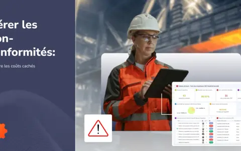 Une femme ingénieure utilise une tablette pour la gestion des non conformités, optimisant ainsi la réduction des coûts cachés.