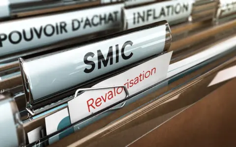 Dossiers de classement : SMIC, pouvoir d'achat, inflation. Un document "Revalorisation" est visible, évoquant une possible augmentation smic 2026.