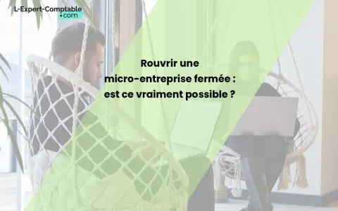 Un homme et une femme regardent un ordinateur. Le texte suggère qu'il est possible de fermer une entreprise individuelle et d'en ouvrir une autre.