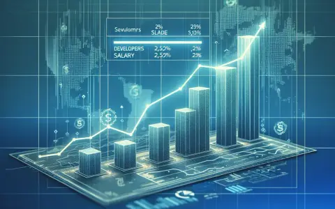 Graphique montrant une tendance à la hausse, avec des barres et une ligne de tendance. Il affiche des données sur le salaire des développeurs, suggérant une augmentation du salaire informaticien bac+5.