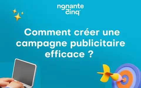 Comment créer une campagne publicitaire efficace ? Un ordinateur, une cible et une flèche symbolisent la stratégie pour réussir.
