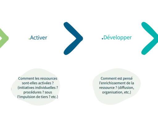 Schéma illustrant les étapes de gestion des ressources immatérielles : Révéler, Activer, Développer, Maintenir.