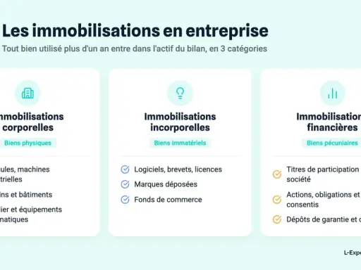 Les immobilisations corporelles incluent les biens physiques comme les véhicules, terrains et bâtiments.