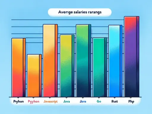 Graphique des salaires moyens par langage de programmation. Le développeur back end avec PHP a le salaire le plus élevé.