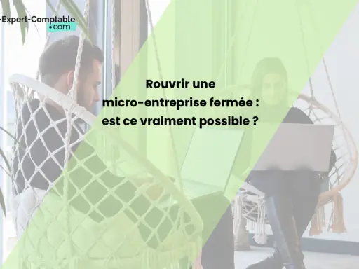 Un homme et une femme regardent un ordinateur. Le texte suggère qu'il est possible de fermer une entreprise individuelle et d'en ouvrir une autre.