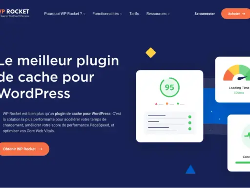 Le meilleur plugin de cache pour WordPress, WP Rocket, accélère votre site. Obtenez ce plugin WordPress gratuit pour des performances optimales.