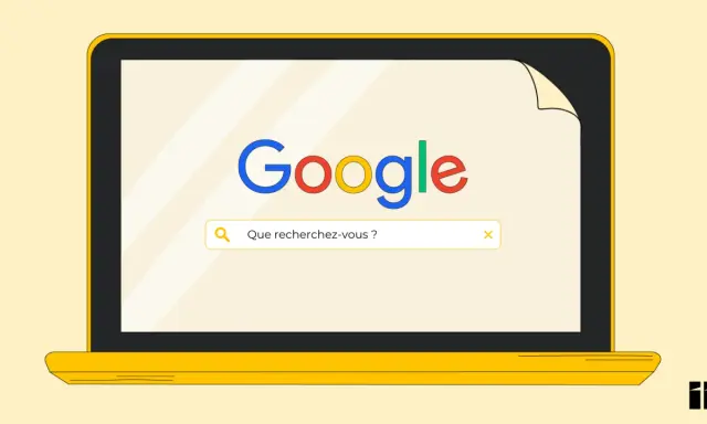 Une barre de recherche Google affiche "Que recherchez-vous ?", prête à exclure un mot d'une recherche.