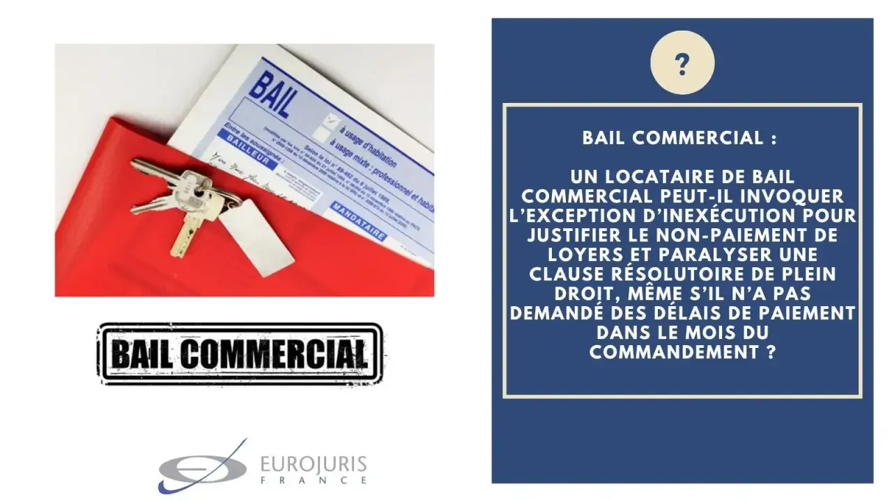 Un contrat de bail commercial et des cl&eacute;s sur un dossier rouge. La question porte sur un exemple de clause r&eacute;solutoire.
