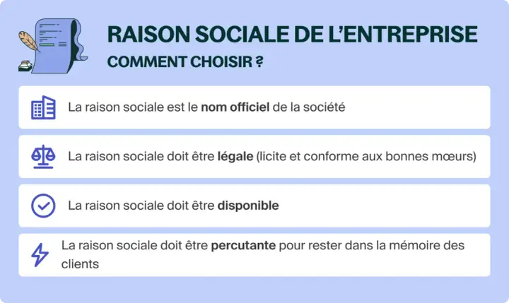 La raison sociale est le nom officiel, légal, disponible et percutant d'une entreprise.